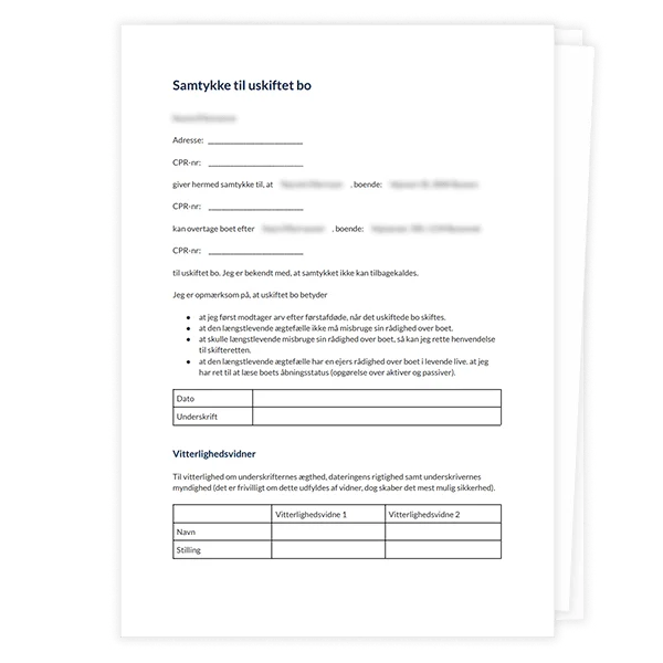 Samtykke til uskiftet bo