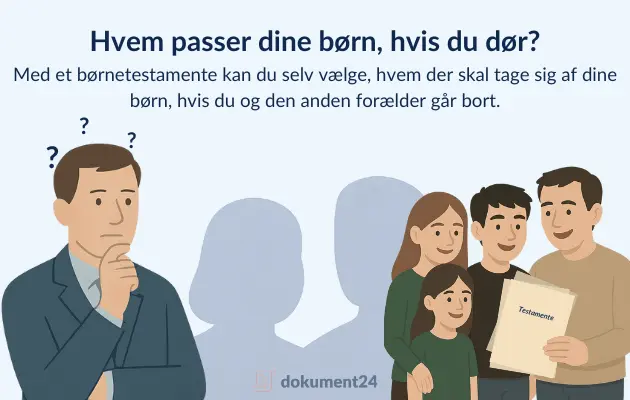 Forældre der skriver børnetestamente for at sikre deres børn tryghed ved dødsfald.