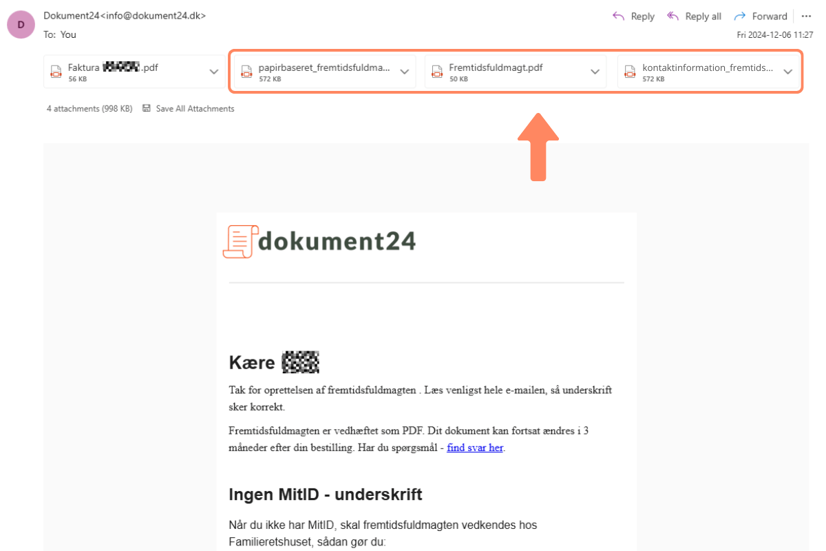 Udskriv fremtidsfuldmagt og blanket