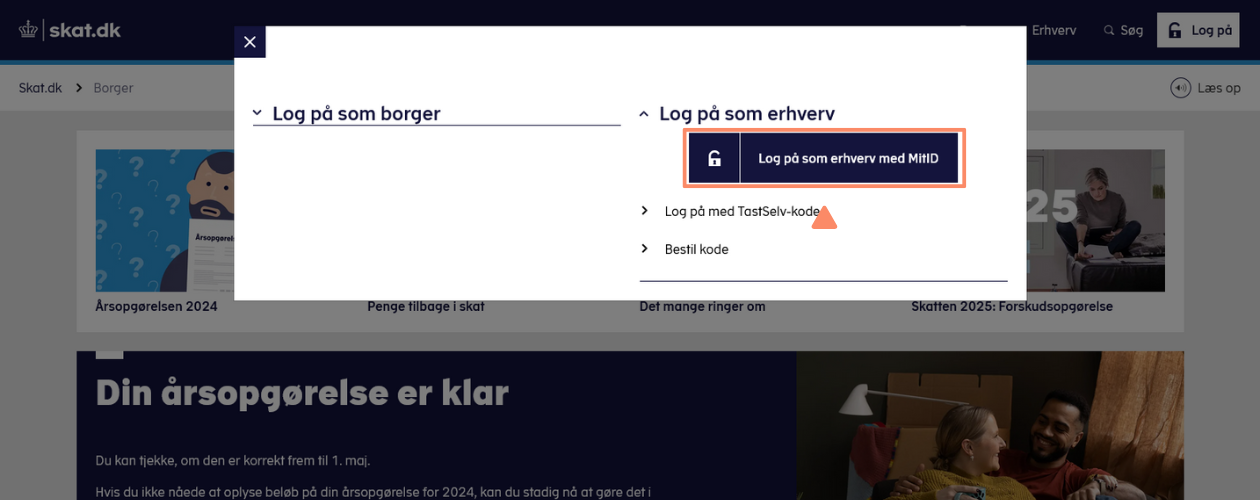 Skat log ind som erhverv