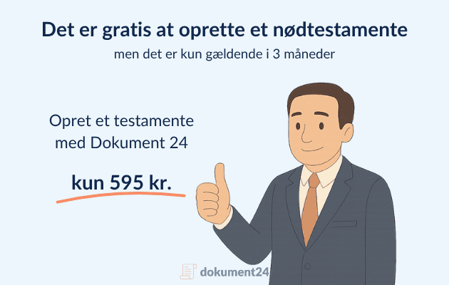 Pris for testamente kun 595,-