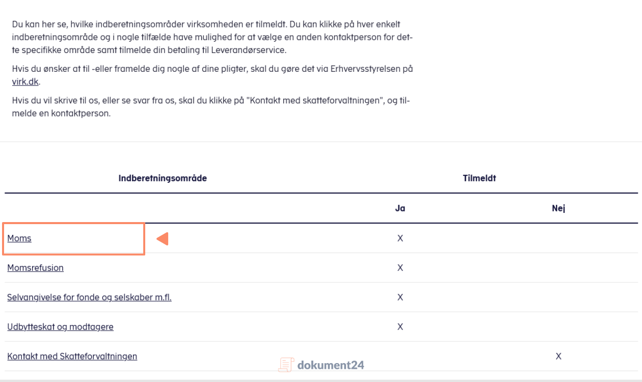 Tryk på Se og ret tilmeldingsoplysninger