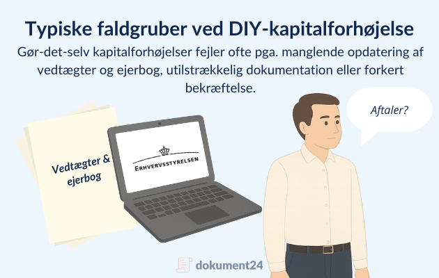 Vedtægter og ejerbog, computer med erhvervsstyrelsen, en person der siger aftaler?