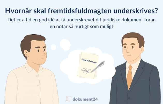 Mand der tænker over hvornår han skal underskrive sin fremtidsfuldmagt og en notar