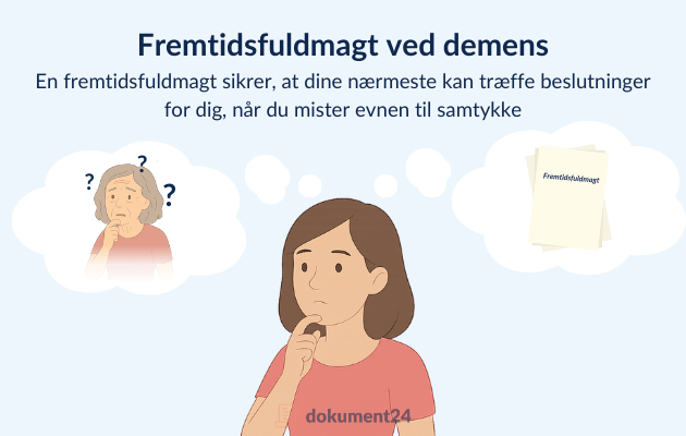 Kvinde der tænker på fremtidsfuldmagt og hende selv som demens