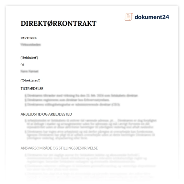 Eksempel på direktørkontrakt