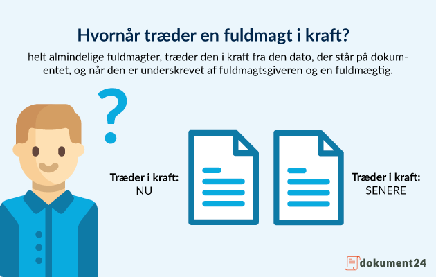 Hvornår træder fuldmagt i kraft? Hvornår træder fuldmagt i kraft?
