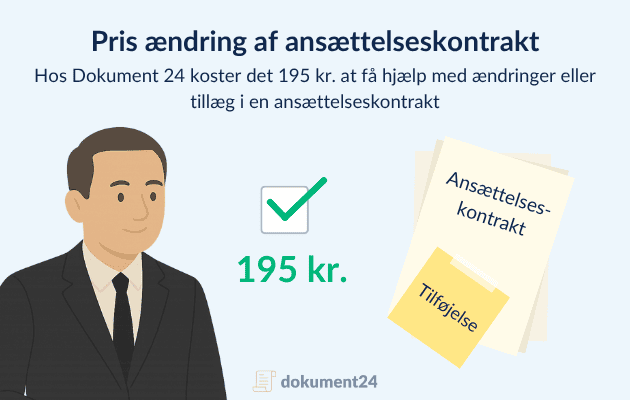 Mand og ansættelseskontrakt med tilføjelse og pris