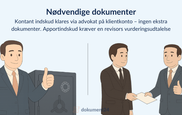 Kontant ingen ekstra vs Apportindskud vurderingsudtalelse