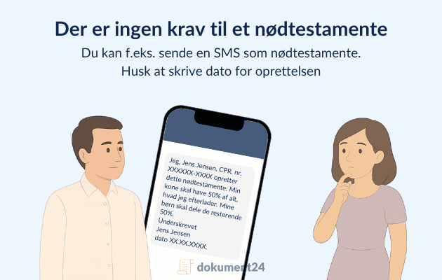 Viser eksempel på et nødtestamente