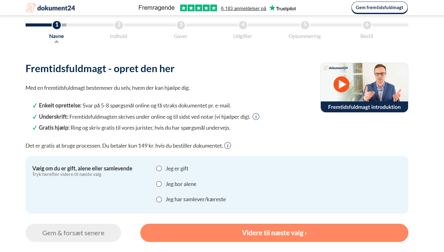 Opret fremtidsfuldmagt fremgangsmåde Guide opret fremtidsfuldmagt