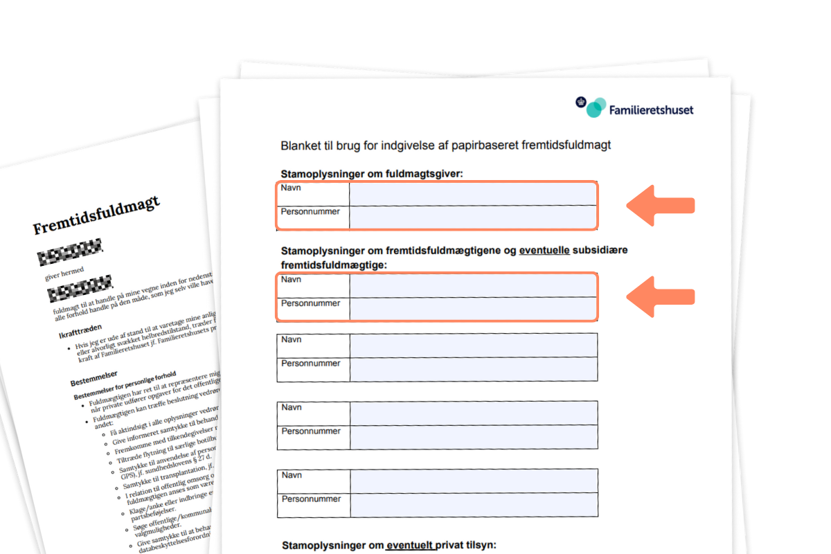 Udfyld fremtidsfuldmagts blanket