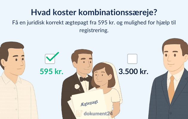 Infografik af pris for kombinationssæreje oprettet online hos Dokument 24