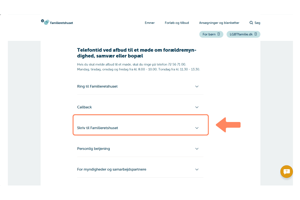 Skriv til familieretshuset